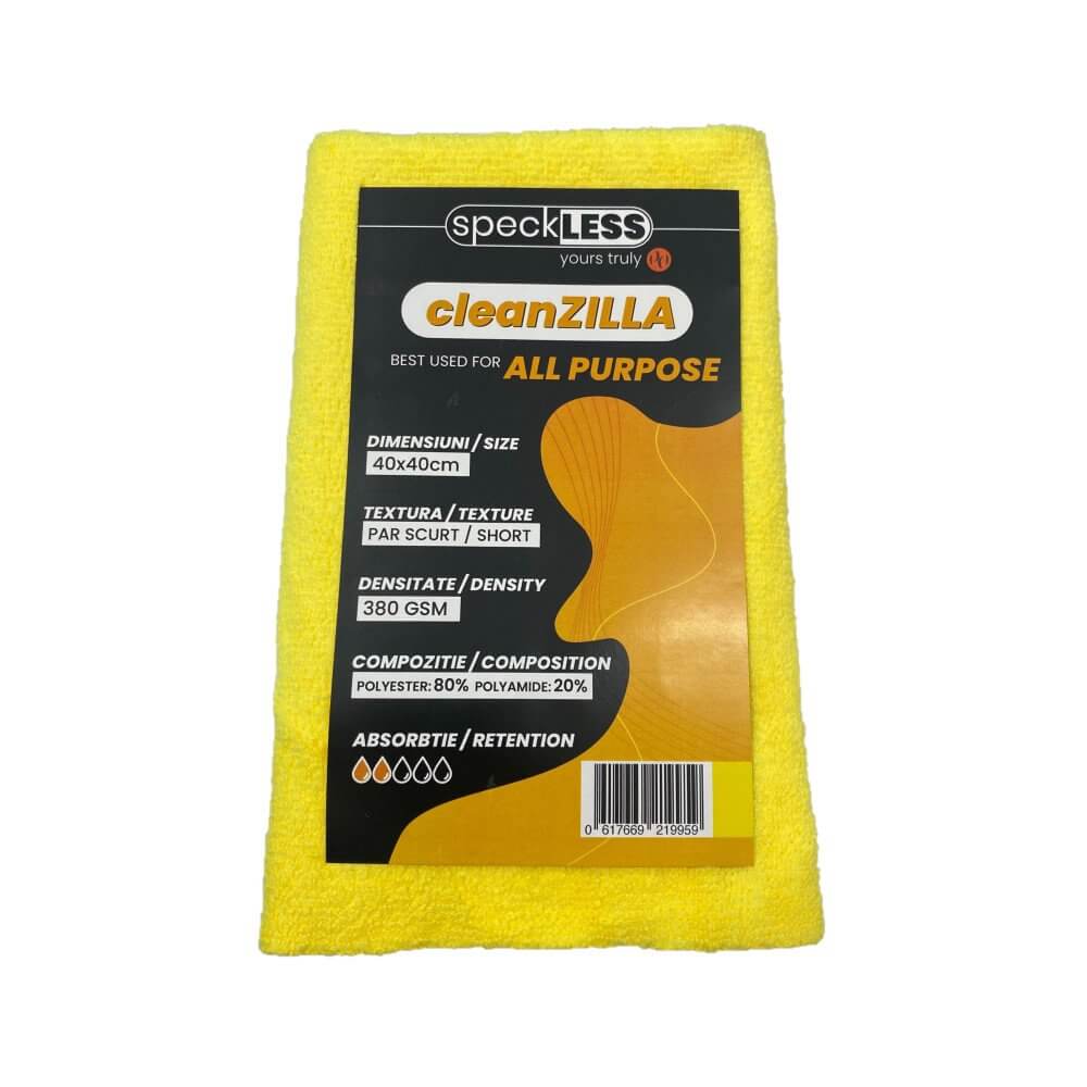 Laveta Microfibra Profesionala Uz General speckLESS cleanZILLA, 380 GSM, 40x40cm