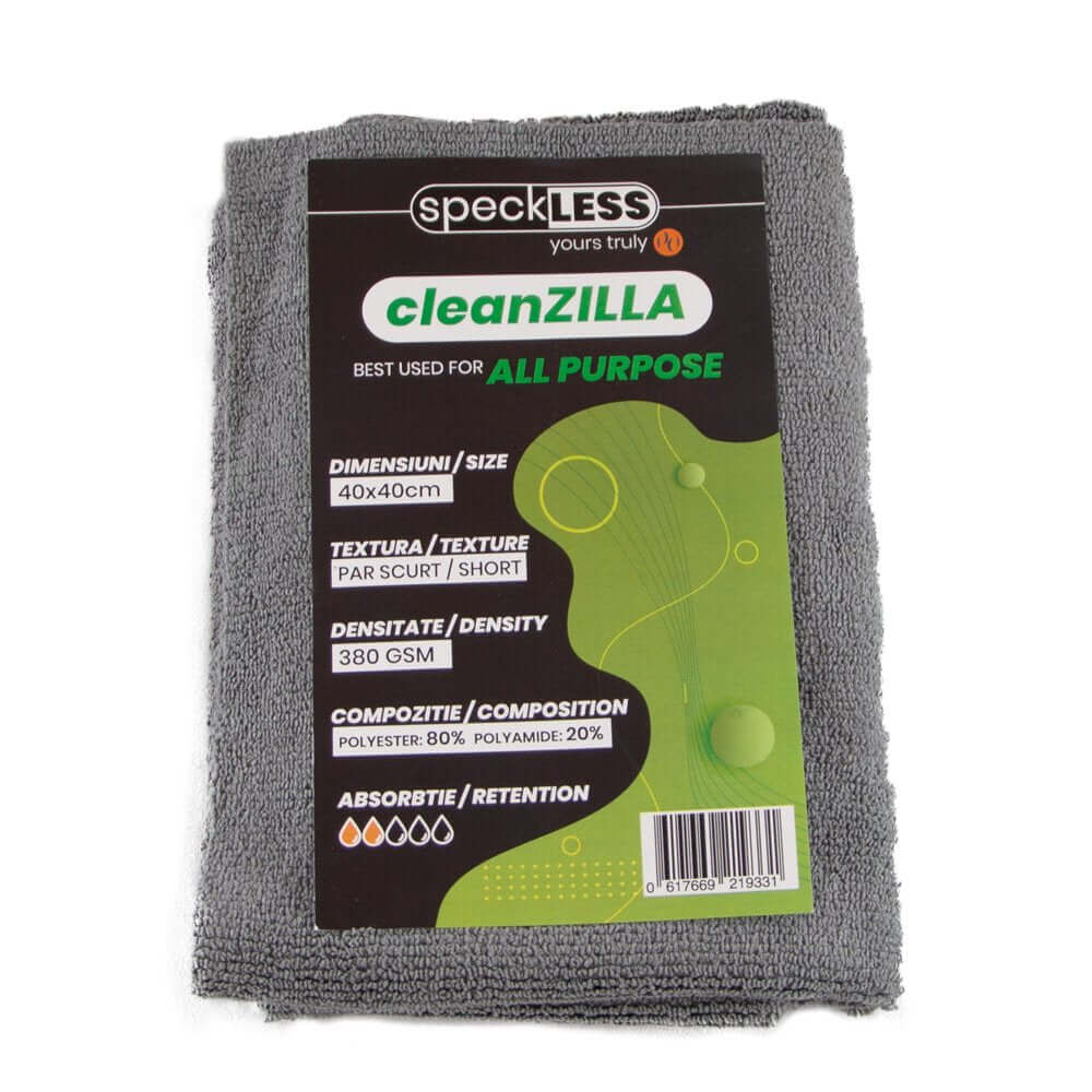Laveta Microfibra Profesionala Uz General speckLESS cleanZILLA, 380 GSM, 40x40cm